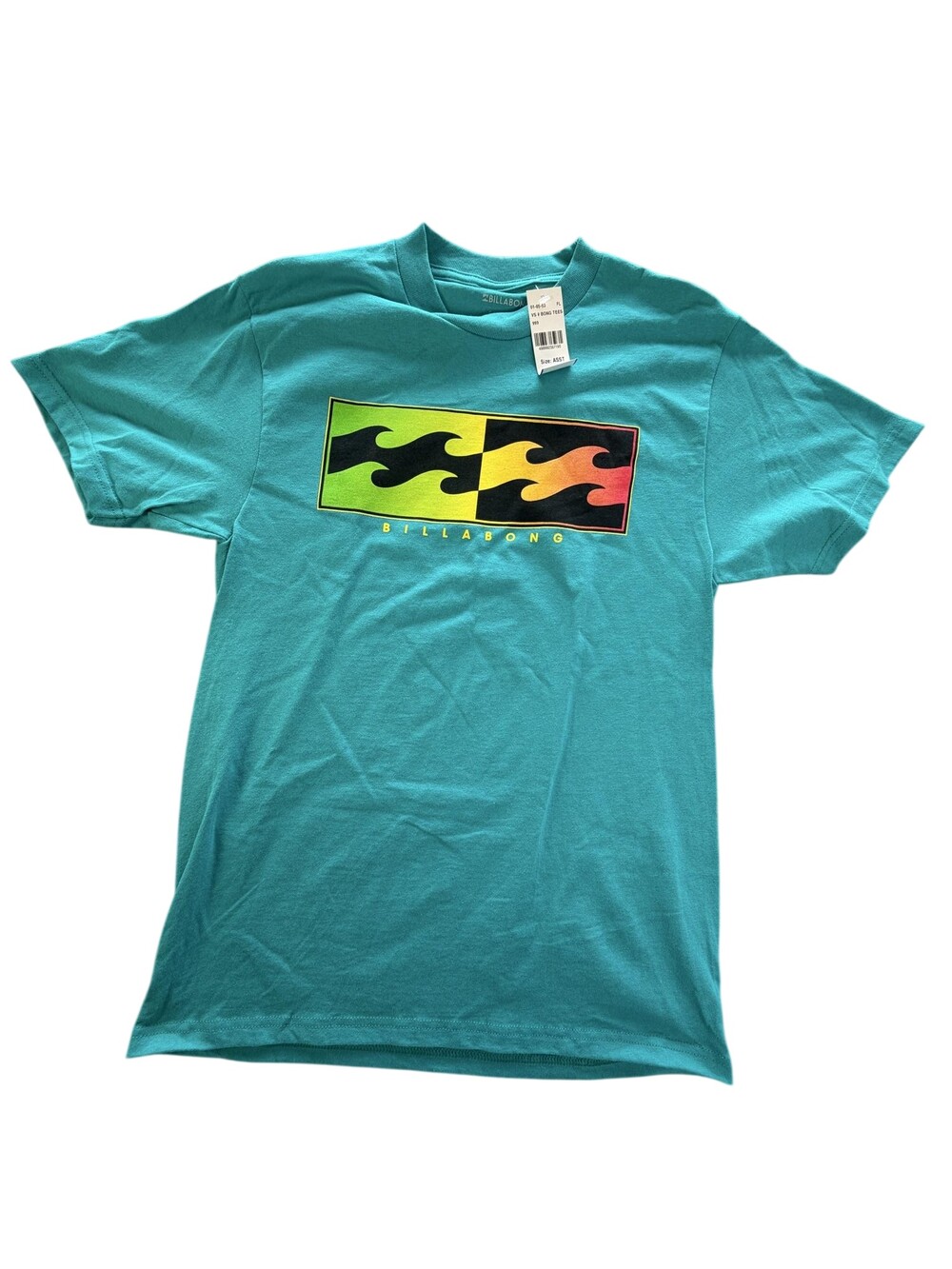 Billabong Shirt Mens Small Green Wave Logo Graphic Tee Surf Tagless Core Fit